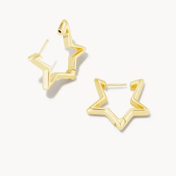 NWT-Kendra Scott Star Huggie Earrings in Gold - Picture 2 of 10